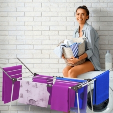 Suszarka na pranie składana + Zawieszki do skarpet Szara