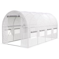 Tunel foliowy ogrodowy szklarnia z metalowym stelażem Biały 2x4,5x2m