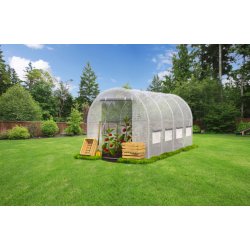 Tunel foliowy ogrodowy szklarnia z metalowym stelażem Biały 2x4,5x2m