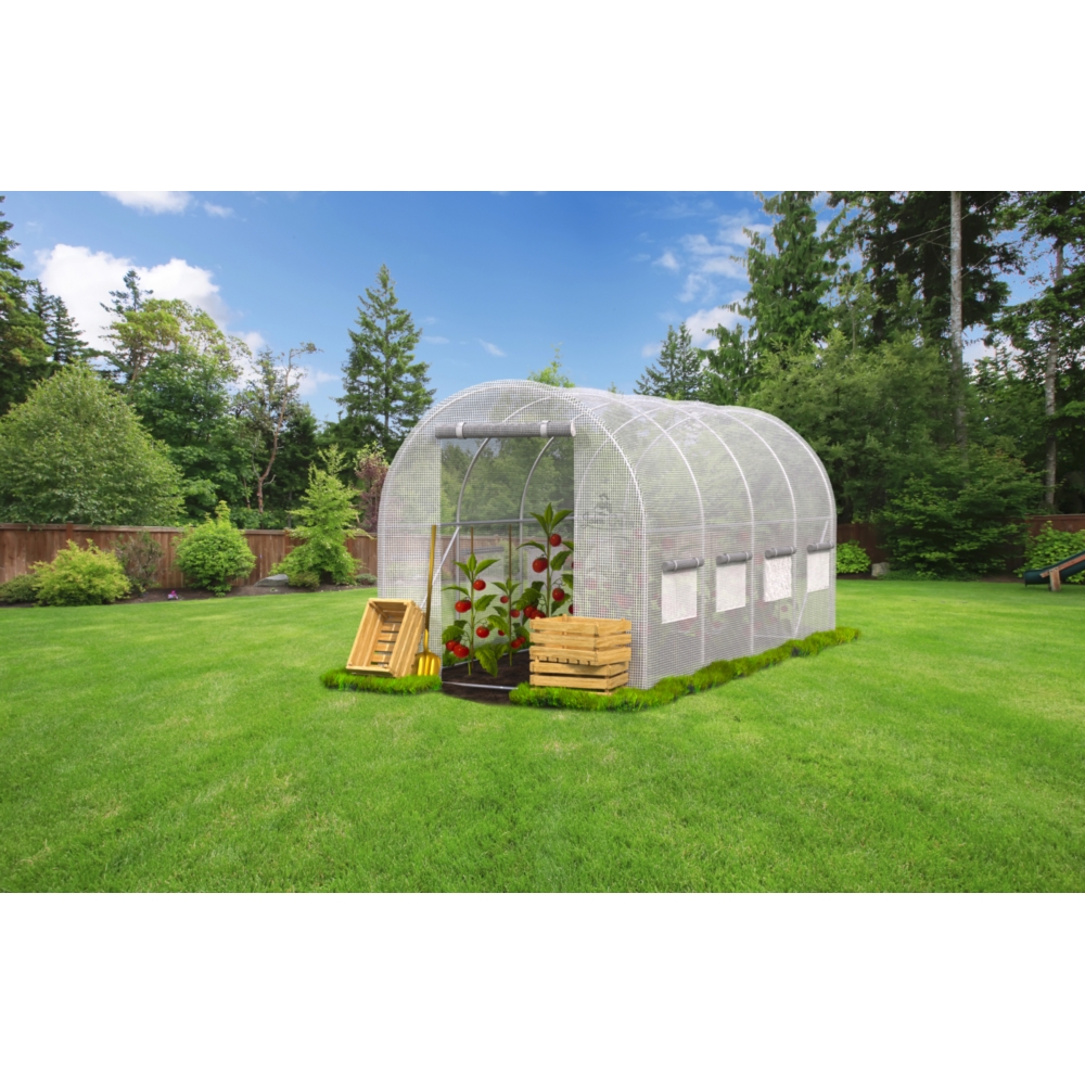 Tunel foliowy ogrodowy szklarnia z metalowym stelażem Biały 2x4,5x2m