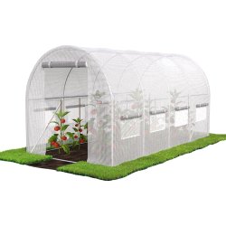 Tunel foliowy ogrodowy szklarnia z metalowym stelażem Biały 2x4,5x2m