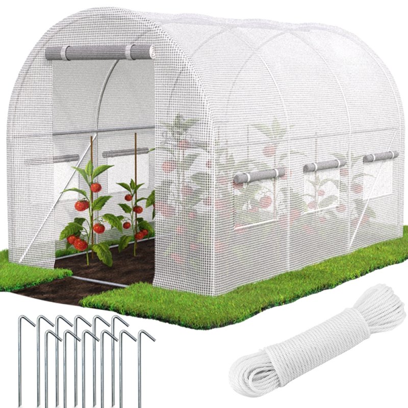 Tunel foliowy ogrodowy szklarnia z metalowym stelażem Biały 2x3,5x2m
