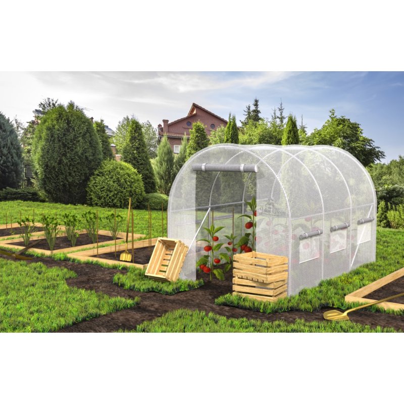 Tunel foliowy ogrodowy szklarnia z metalowym stelażem Biały 2x3,5x2m