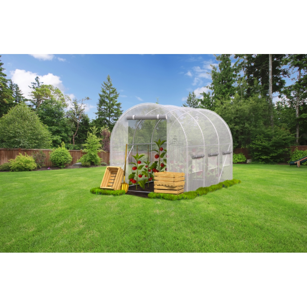 Tunel foliowy ogrodowy szklarnia z metalowym stelażem Biały 2x3,5x2m