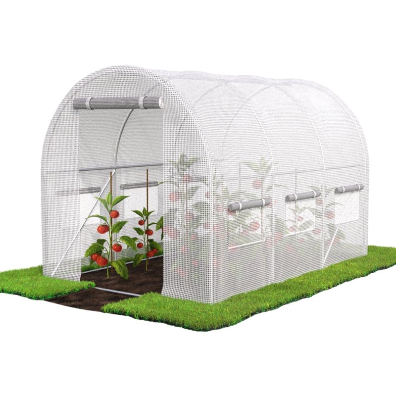 Tunel foliowy ogrodowy szklarnia z metalowym stelażem Biały 2x3,5x2m