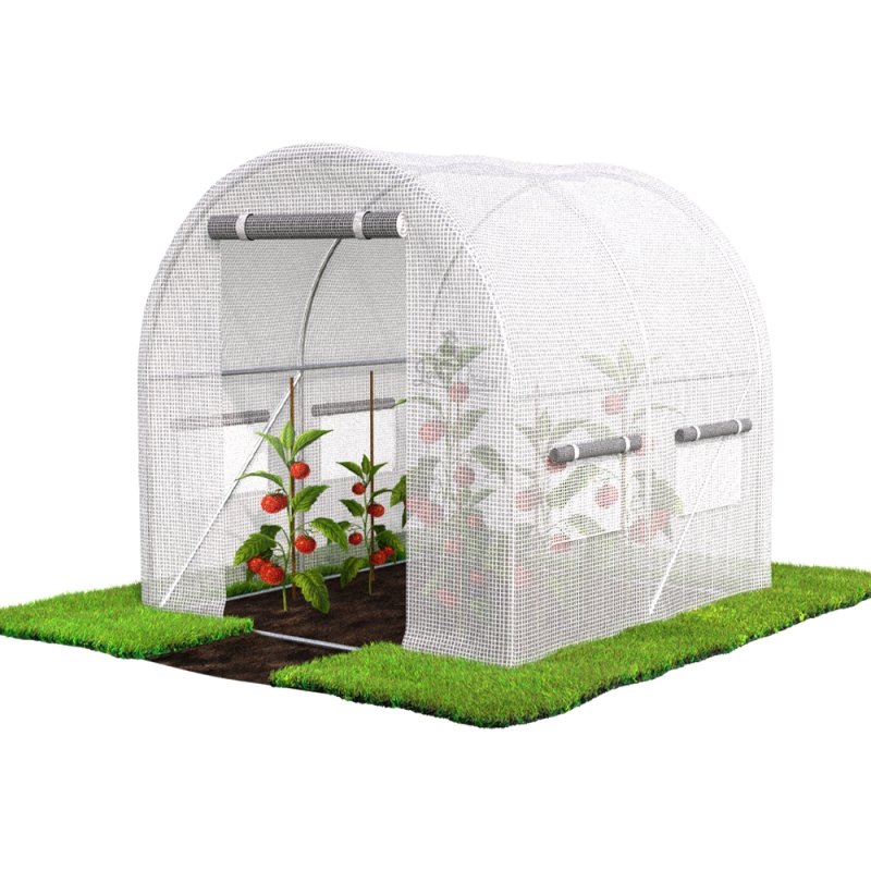 Tunel foliowy ogrodowy szklarnia z metalowym stelażem Biały 2x2x2m