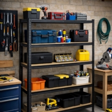 Regał magazynowy metalowy ocynkowany i malowany 5 półek Czarny 180x90x40cm