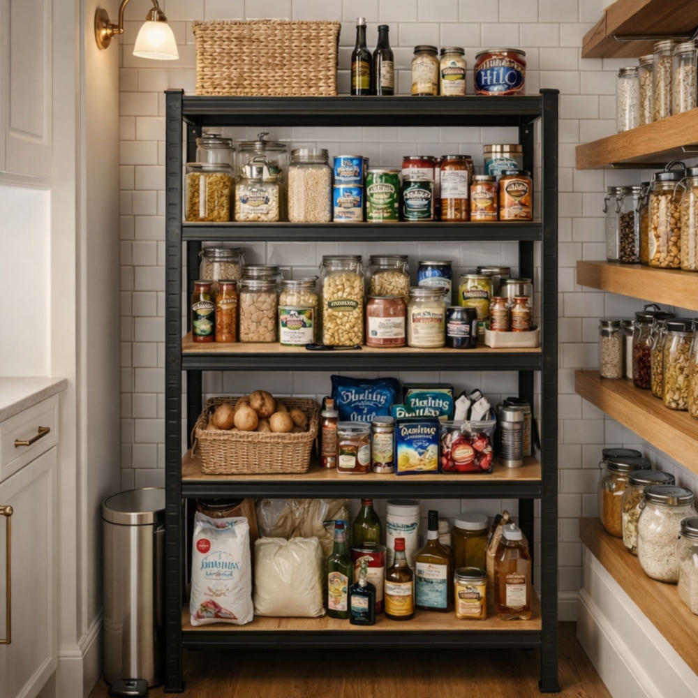 Regał magazynowy metalowy ocynkowany i malowany 5 półek Czarny 180x90x40cm