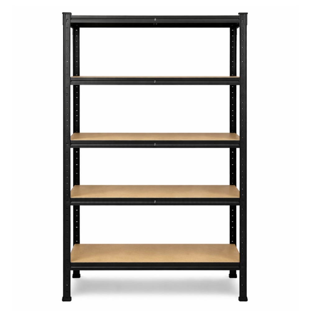 Regał magazynowy metalowy ocynkowany i malowany 5 półek Czarny 150x75x30cm