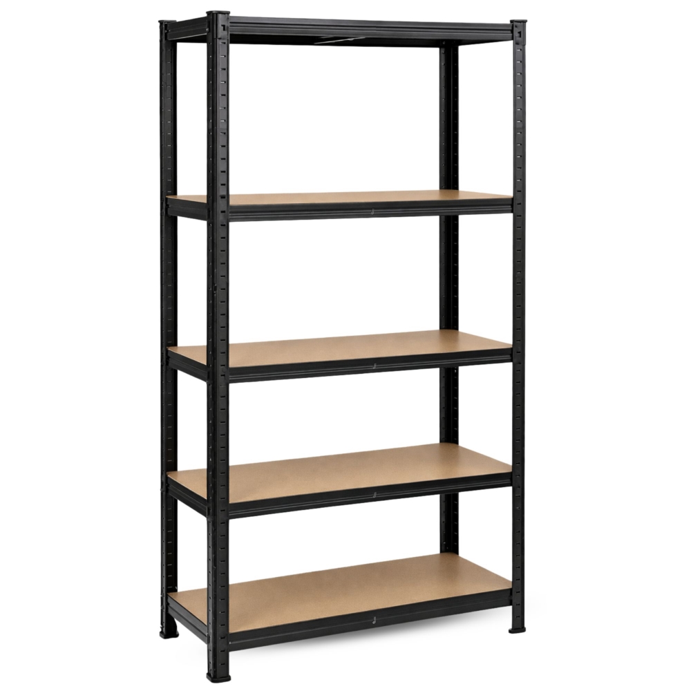 Regał magazynowy metalowy ocynkowany i malowany 5 półek Czarny 150x75x30cm