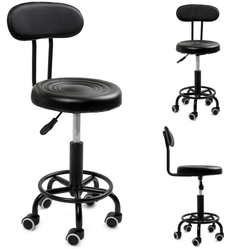 Fotel kosmetyczny fryzjerski obrotowy z oparciem