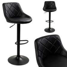 Hoker barowy kuchenny krzesło, regulacja, eko-skóra Czarny