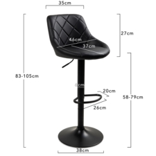Hoker barowy kuchenny krzesło, regulacja, eko-skóra Czarny