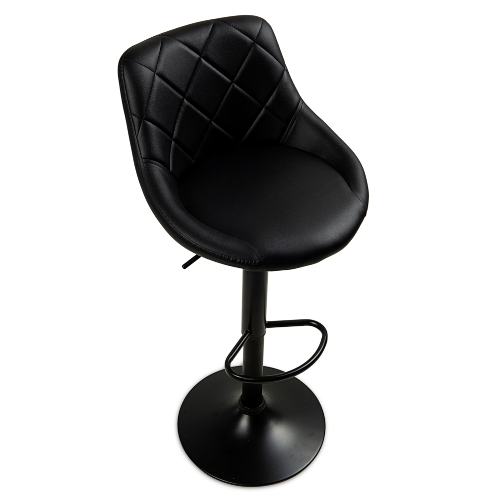 Hoker barowy kuchenny krzesło, regulacja, eko-skóra Czarny