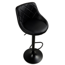 Hoker barowy kuchenny krzesło, regulacja, eko-skóra Czarny