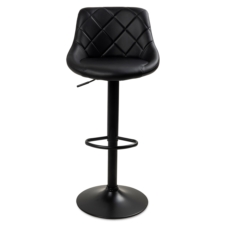 Hoker barowy kuchenny krzesło, regulacja, eko-skóra Czarny