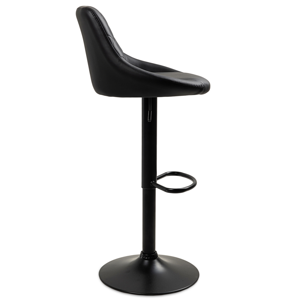 Hoker barowy kuchenny krzesło, regulacja, eko-skóra Czarny