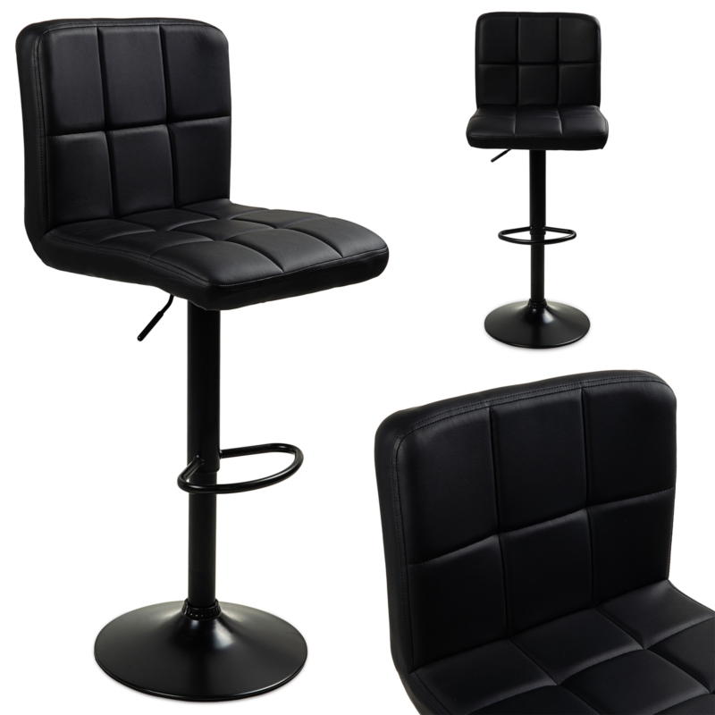 Hoker barowy kuchenny krzesło, regulacja, eko-skóra Czarny