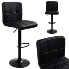Hoker barowy kuchenny krzesło, regulacja, eko-skóra Czarny