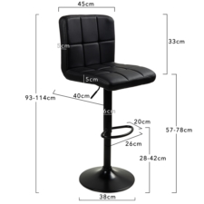 Hoker barowy kuchenny krzesło, regulacja, eko-skóra Czarny