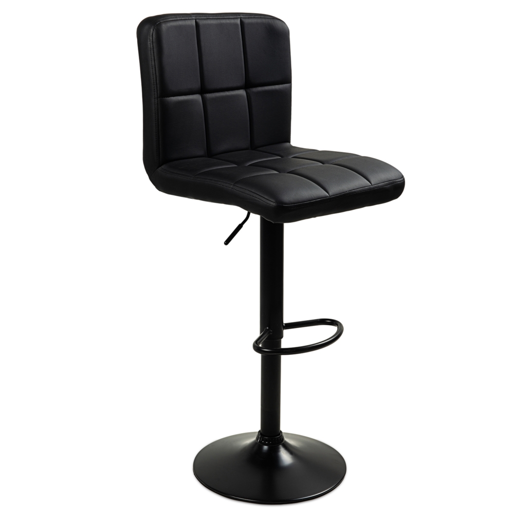 Hoker barowy kuchenny krzesło, regulacja, eko-skóra Czarny