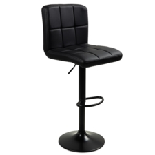 Hoker barowy kuchenny krzesło, regulacja, eko-skóra Czarny