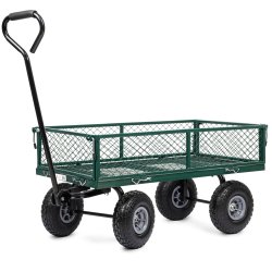 Wózek transportowy ogrodowy z opuszczanymi burtami