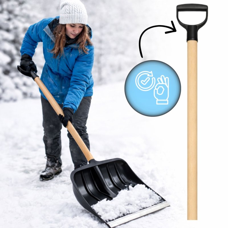 Łopata do śniegu z drewnianym trzonkiem