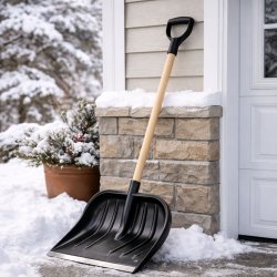 Łopata do śniegu z drewnianym trzonkiem