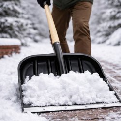 Łopata do śniegu z drewnianym trzonkiem