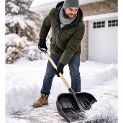Łopata do śniegu z drewnianym trzonkiem