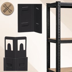 Regał magazynowy metalowy ocynkowany i malowany 5 półek Czarny 180x90x40cm