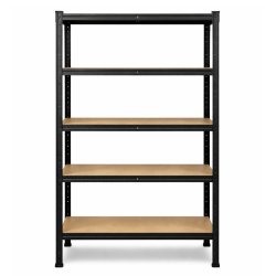 Regał magazynowy metalowy ocynkowany i malowany 5 półek Czarny 150x75x30cm