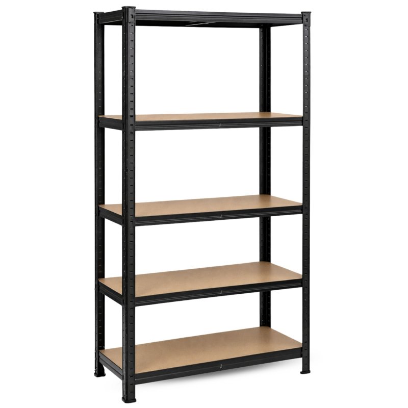 Regał magazynowy metalowy ocynkowany i malowany 5 półek Czarny 150x75x30cm