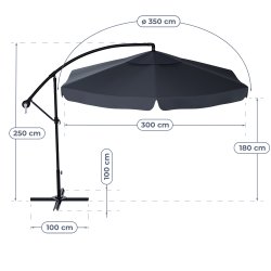 SDH080 Parasol na wysięgniku + Pokrowiec Grafit