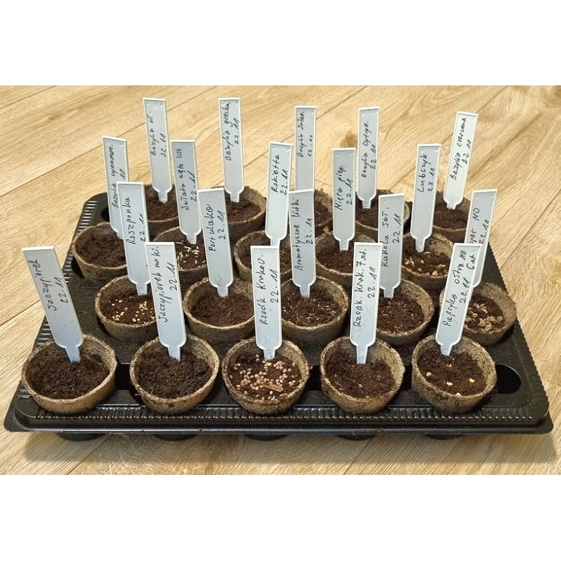 Wbijane etykiety do roślin wąskie Białe 50 sztuk