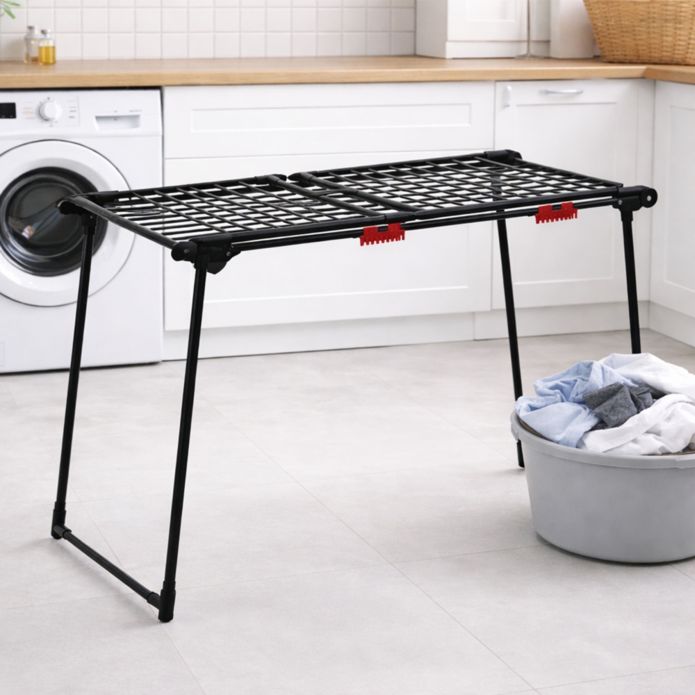 Suszarka na pranie składana + Zawieszki do skarpet Czarna