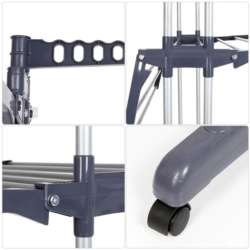 Suszarka na pranie 3-poziomowa na kółkach składana Szara