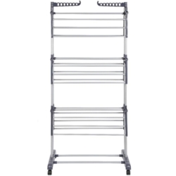 Suszarka na pranie 3-poziomowa na kółkach składana Szara