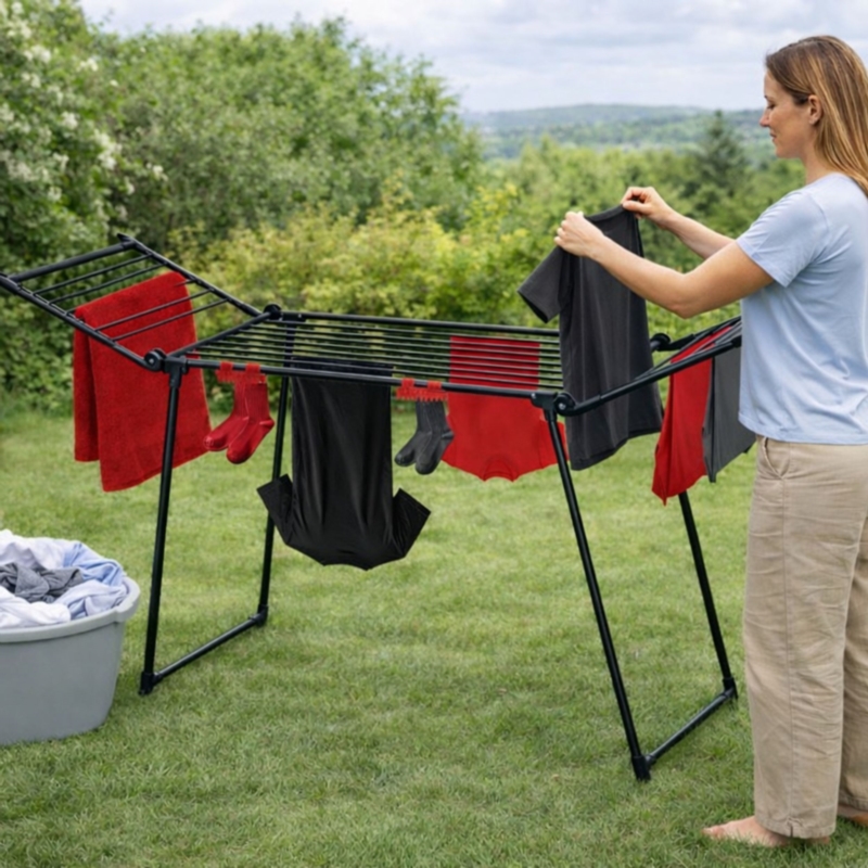 Suszarka na pranie składana + Zawieszki do skarpet Czarna