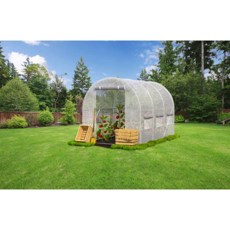 Tunel foliowy ogrodowy szklarnia z metalowym stelażem Biały 2x3,5x2m