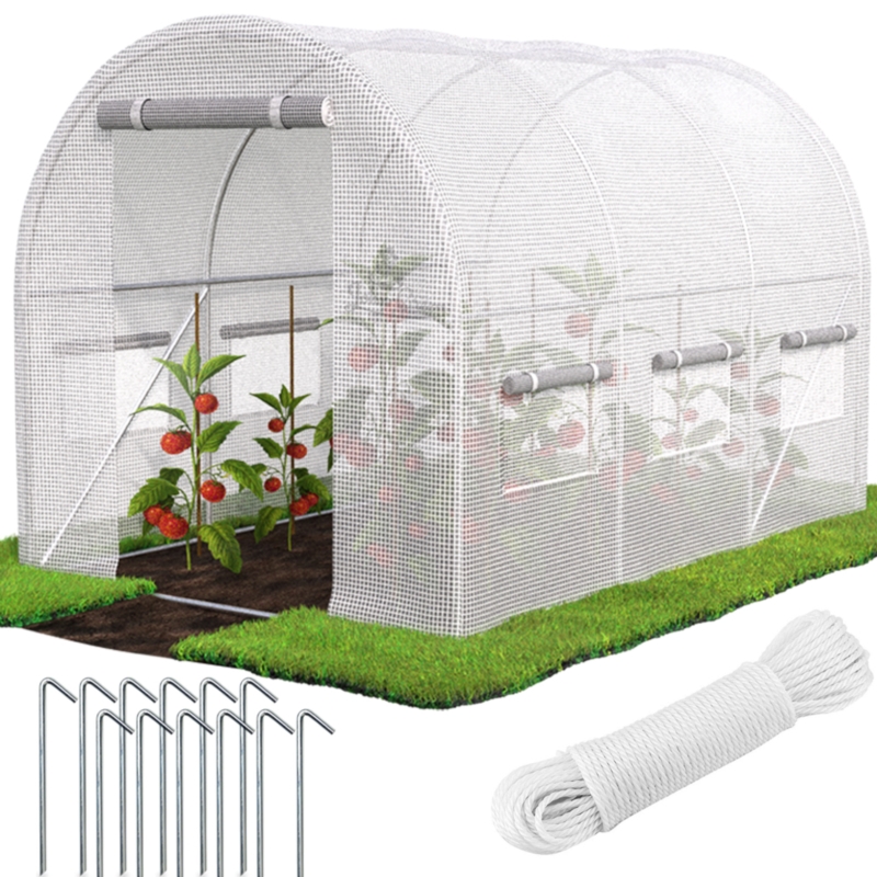 Tunel foliowy ogrodowy szklarnia z metalowym stelażem Biały 2x3x2m