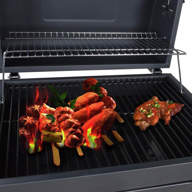 Grill węglowy ogrodowy z kółkami i pokrywą XXL