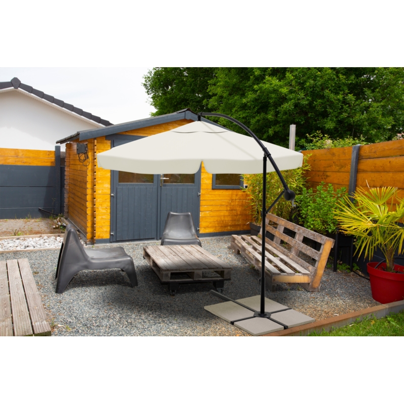 Parasol ogrodowy na wysięgniku składany 350cm Kremowy + Pokrowiec