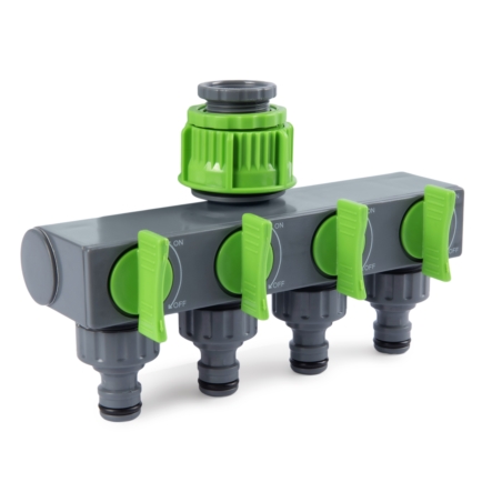 Rozdzielacz ogrodowy do wody 4-drożny + Redukcja