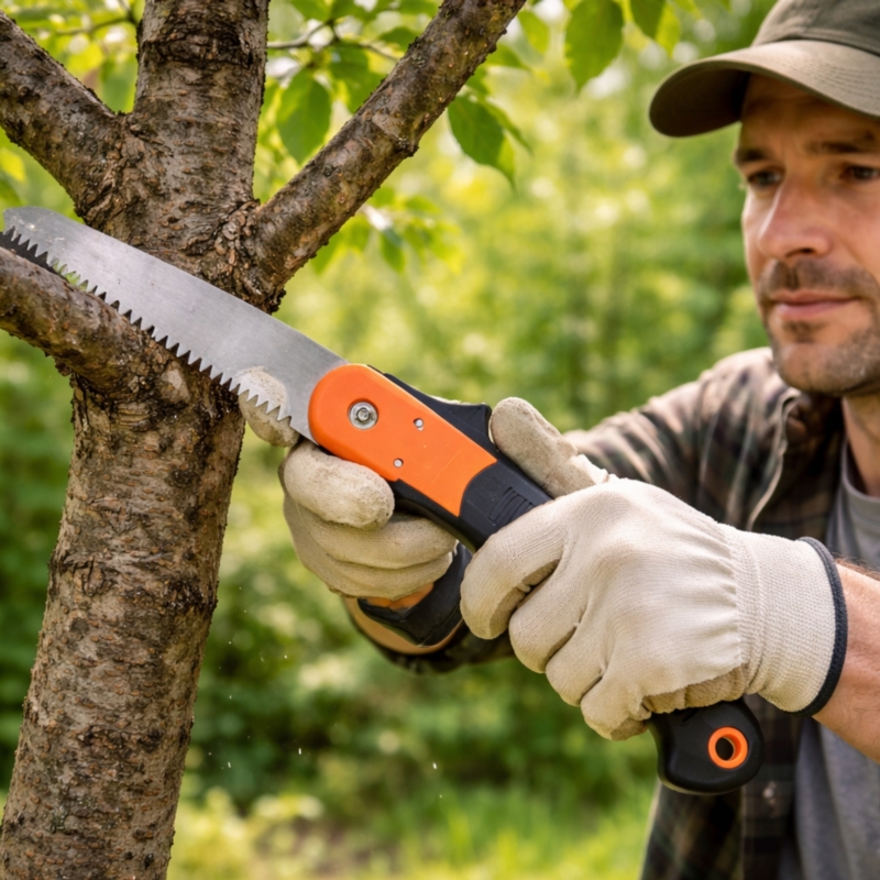 Piła ręczna do cięcia gałęzi i drewna prosta, składana gałęziówka 18cm