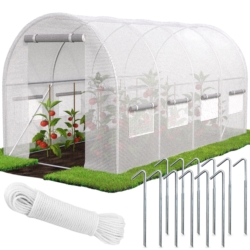 Tunel foliowy ogrodowy szklarnia z metalowym stelażem Biały 2,5x4x2m