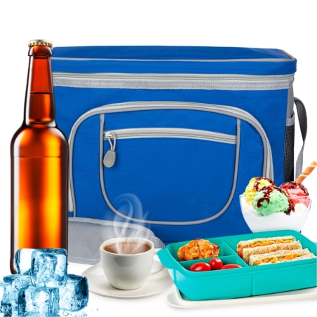 Torba termiczna z paskiem i kieszonkami Niebieska 30L