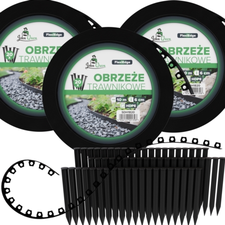 Obrzeże trawnikowe ogrodowe 6cm 30mb (3x10m) + 60 Kotew