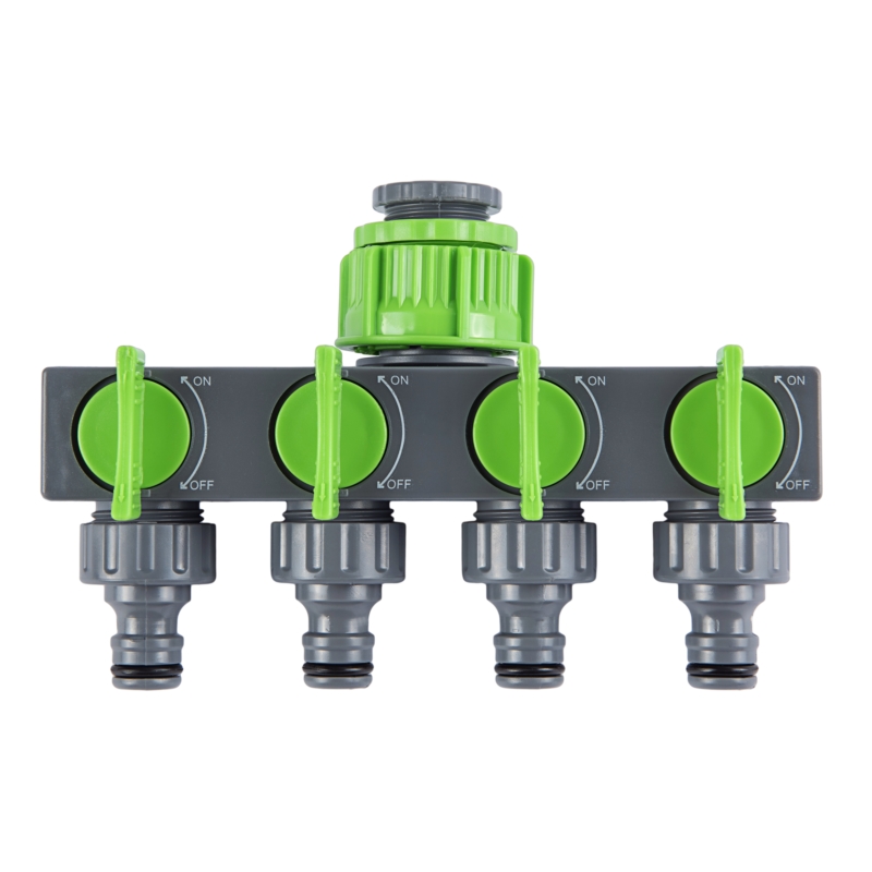 Rozdzielacz ogrodowy do wody 4-drożny + Redukcja